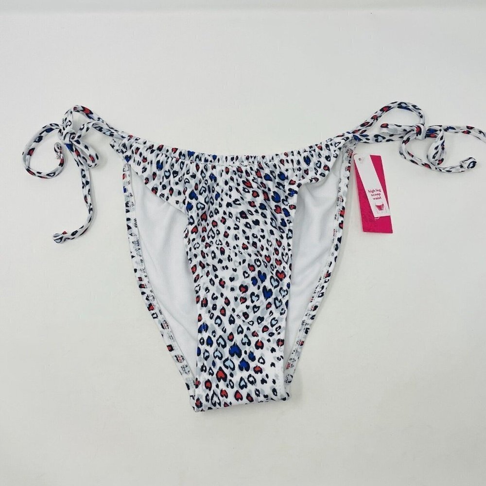 Xhilaration Juniors Large High Leg Scoop String‎ Bikini Bottom Animal Print 1022